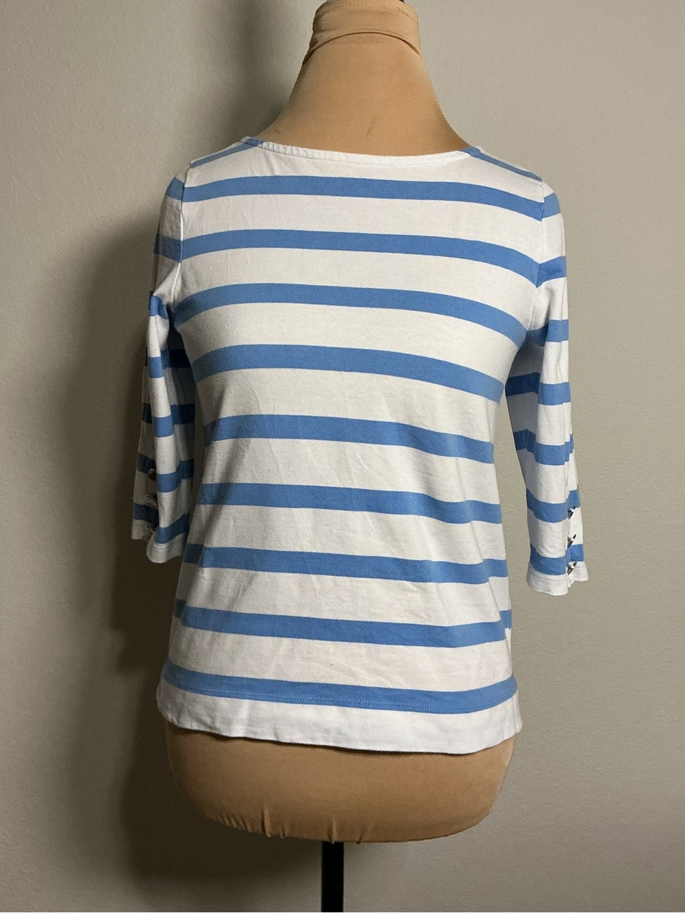 Blue & White Striped Women’s Boatneck Top